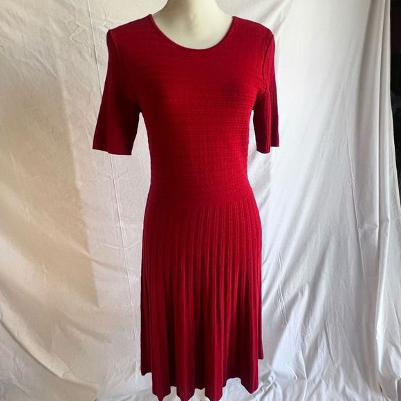 Hugo BOSS Knit blend Frida dress in Pomegranate, size Medium - Picture 2 of 9
